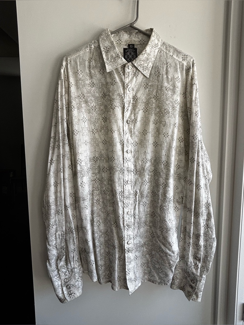 Men's White Paisley Button-Up Shirt - Vintage